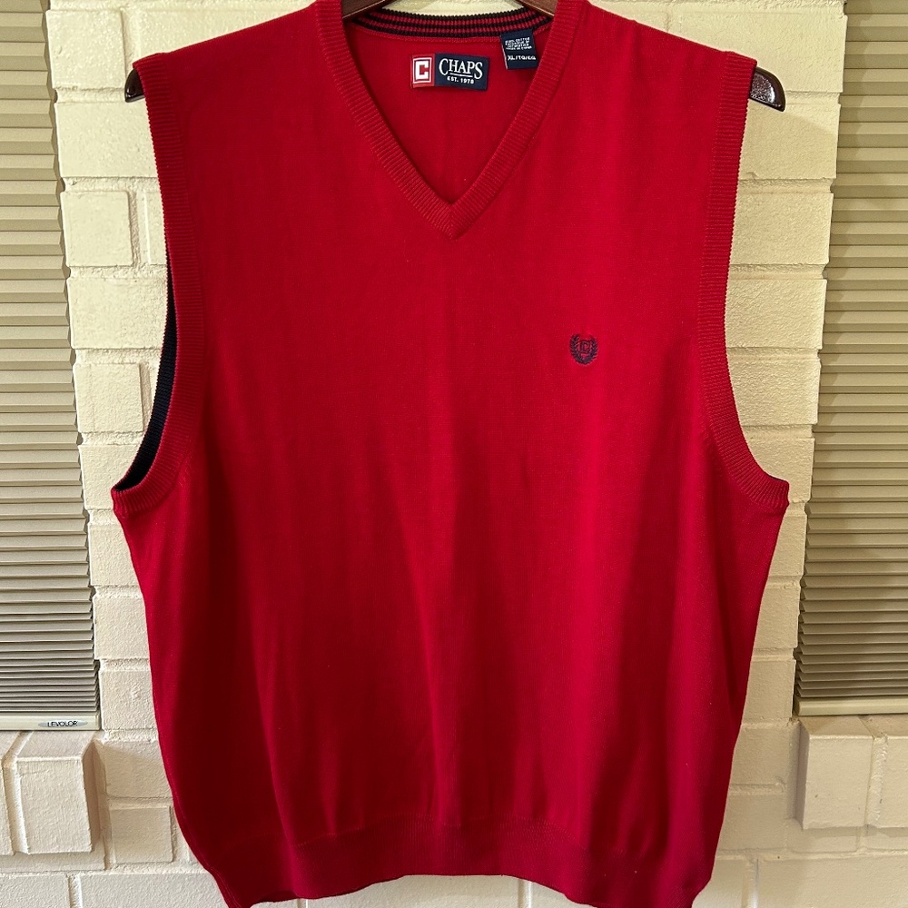 Chaps Est1978, Sweater Vest, Red, XL/TG/EG